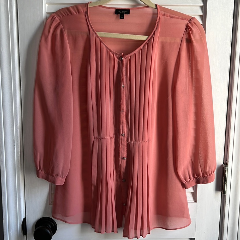 Talbots 3/4 Sleeve Sheer Blouse